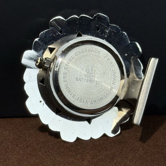 Vintage Mini Desk Clock Quartz Vanity/Dresser/Mantle Clock Pink & Red Rhinestone - Picture 6 of 7